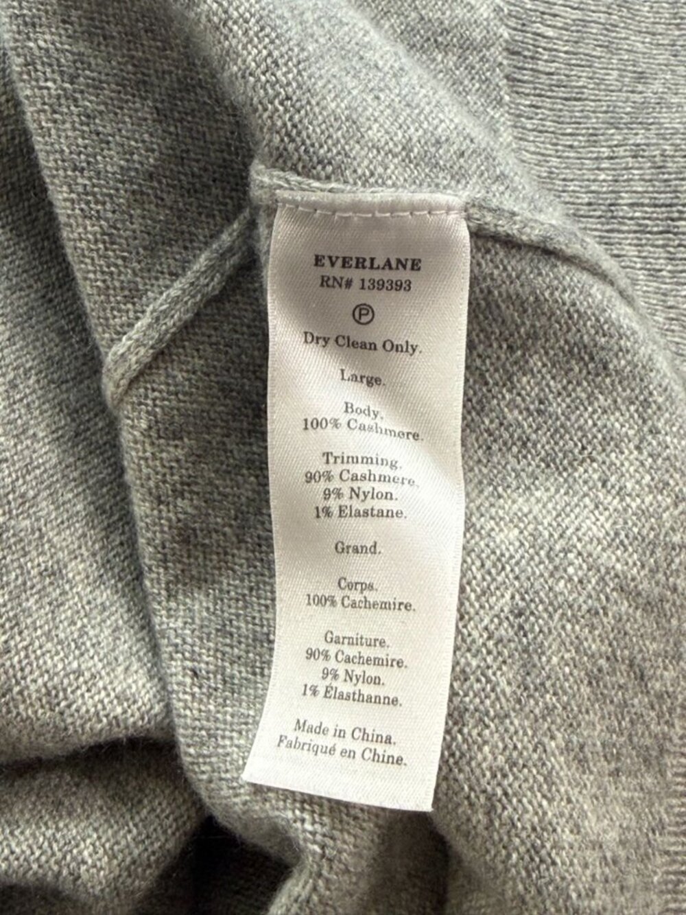 Everlane Women's Classice Crewneck 100% Cashmere Sweater Heathered Gray Size L - Picture 6 of 8